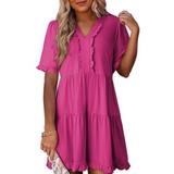 Chá - Vestido Mini Casual com Decote em V