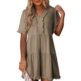 Chá - Vestido Mini Casual com Decote em V