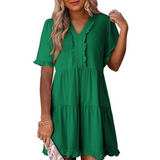 Chá - Vestido Mini Casual com Decote em V