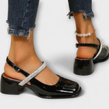 Celandra - Mary Janes com tiras brilhantes e salto bloco