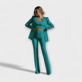 Selina - Conjunto estiloso de 3 peças (Blazer, Top, Calças)