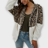 Lea - Sweatshirt de fleece com capuz e design de leopardo