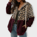 Lea - Sweatshirt de fleece com capuz e design de leopardo