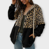 Lea - Sweatshirt de fleece com capuz e design de leopardo