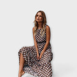 Danae - Vestido midi boho com bolinhas