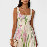 Vestido maxi de chiffon floral dobrado