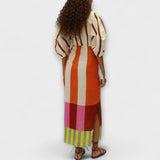 Kaya - Vestido maxi com decote e mangas balão