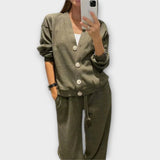 Chantal – Conjunto de cardigan e calças