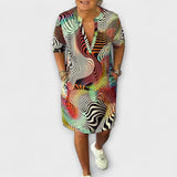 Liora - Vestido Colorido com Decote em V