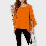 Aria - Blusa de primavera perfeita com decote redondo