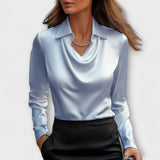 Filipa - Blusa Brilhante com Colarinho Chique