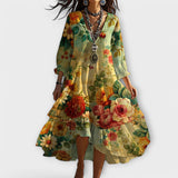 Marina - Vestido Vintage Boho com Decote em V Floral