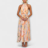 Hana – Vestido Maxi com Padrão Aquarela
