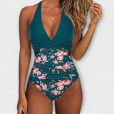 Florencie - Macaquinho de banho feminino elegante com decote em V