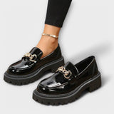 Loafers de plataforma femininos trendy com fivela