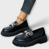 Loafers de plataforma femininos trendy com fivela
