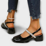 Celandra - Mary Janes com tiras brilhantes e salto bloco
