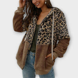 Lea - Sweatshirt de fleece com capuz e design de leopardo